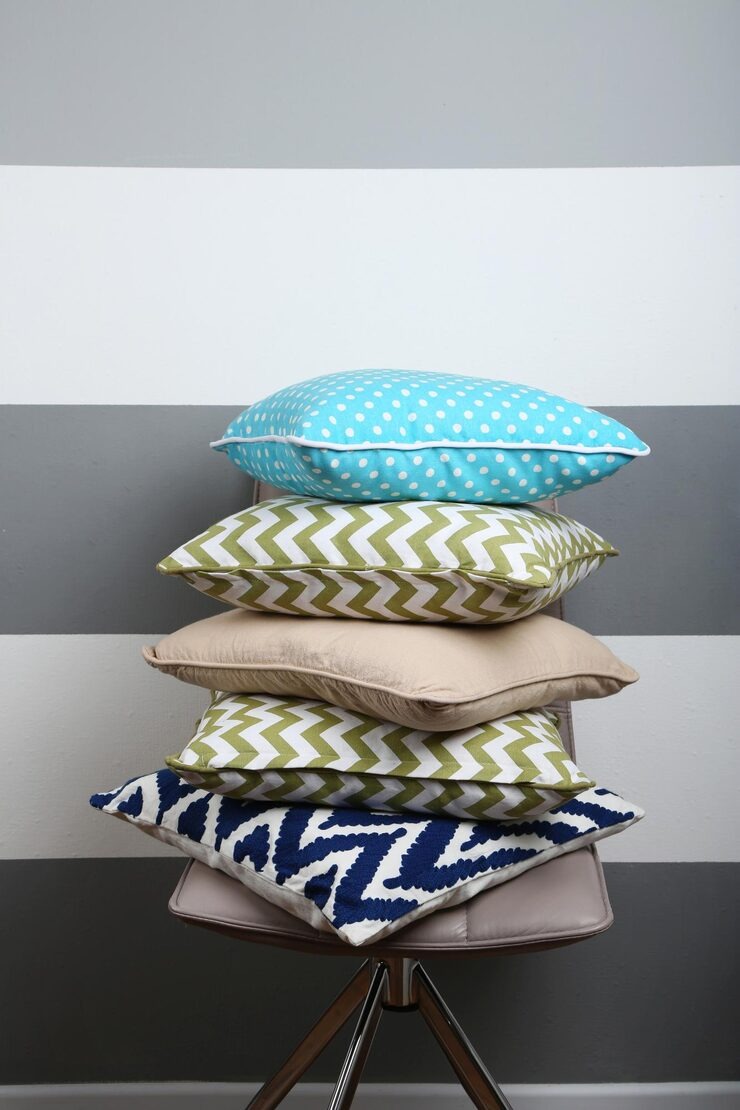 Cushions Covers Colorful Pillows Chair Striped Grey Wall 2 by Orient Uniforms for customers in Dubai, Abu Dhabi, Sharjah, Ajman and across the UAE